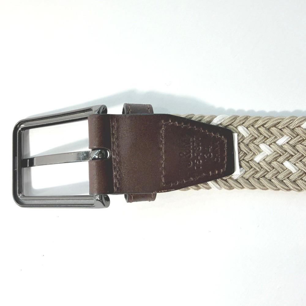Johnston & Murphy Mens 34 Braided Elastic Belt Tan White Leather Trim 75-7877 - Picture 5 of 9